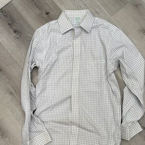 Brooks brothers White and Blue Checkered Dress Shirt